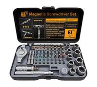 Ratchet Screwdriver Set - 66-in-1 Precise T-Handle Tool Kit, Multipurpose Magnetic Bit Driver System, Heavy Duty Hand Hardware Repair Case, Mechanical Maintenance Storage Box | For Home Garage