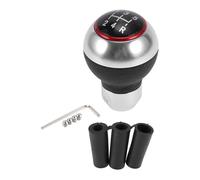 RATCHROLL Pomello del cambio a sfera rotondo in pelle faux in lega di alluminio a 5 marce, cambio manuale veicolo con 3 adattatori nero argento tono 1 set