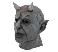 Ratdlyz Masco di vecchia strega verde spaventosa, demoni sorridenti, vecchia strega bianca, con capelli e cappello, travestimento da mago dell'orrore, coprivolto realistico