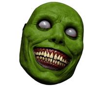 Ratdlyz Masco di vecchia strega verde spaventosa, demoni sorridenti, vecchia strega bianca, con capelli e cappello, travestimento da mago dell'orrore, coprivolto realistico