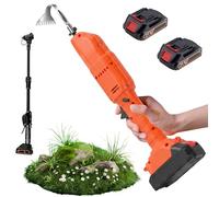 Rateau de diserbage elettrique, mini motocoltivatore elettrico, asta di estensione da 1,1 m e batteria 21 V, larghezza di lavoro 30 mm, strumento di diserbo per giardini e prati (2 batterie)