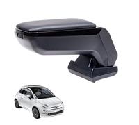 RATI ARMSTER S Bracciolo adatto per FIAT 500 2016-2024 [nero,pelle vegana] Bracciolo centrale retrofittabile con vano portaoggetti