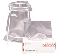 Ratiolab - Set di 100 sacchetti trasparenti per lo smaltimento dei rifiuti, con supporto da banco per laboratorio contaminato, 200 x 300 mm, autoclavabili con supporto da banco per qualsiasi