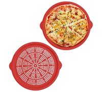 Ratpzou Teglia Per Pizza - 39,9 Centimetri Silicone Da Cucina Resistente Alla Lavastoviglie 2 Pezzi - Teglia Per Pizza Rotonda Perforata,Per Ristorante, Barbecue All'Aperto, Picnic E Uso Domestico