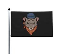 Rat'S Head In A Hat And Scarf Bandiera Di All'Aperto 90X150Cm Colorato Banner Appendere Bandiera Dei Pirati Per Interni Parete Dormitorio
