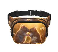 Rats in Love Fitness Borsa a tracolla da viaggio, alla moda e casual, marsupio quadrato a doppio strato, nero, taglia unica, Nero, One Size