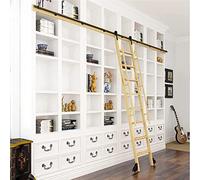 RAtsch Rolling Ladder Hardware Library Kit di ferramenta per Scala Scorrevole, Hardware per Scala di rotolamento in Acciaio Nero, Home Office Library Kit di binari scorrevoli in Stile fienile (con