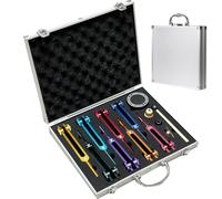 RATSTONE Diapason Neurologico,Set di 8 pezzi con base + 1 martelli in silicone e panno per la pulizia, diapason ideale per la guarigione dei chakra, la guarigione del suono e l'antistress.