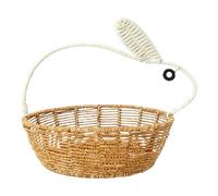 Rattan Basket Bunny Handle - Rustic Woven Storage Organizer | Decorative Basket for Kitchen, Pantry, Bedroom, Living Room, Bathroom, Nursery, Table, Shelf, Picnic, and Party Storage