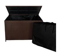 Box portaoggetti Cassapanca da giardino in rattan Marrone - 582L, sollevamento assistito del coperchio Telaio in Acciaio Resistente borsa inclusa impermeabile, Ruote, ideale per cuscini d’angolo Jardi