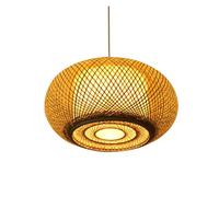 Rattan Chandeliers Domed Shape Chinese Style Lampshade for Bar Cafe Living Room Decoration (with No) Tightly Woven Wicker Pendant Light Natural Ra
