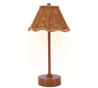 Rattan Desk Lamp - Wireless Rechargeable Dimmable Nightstand Light for Home Decor | Artificial Handwoven Shade with 120 Lumen Glow, Portable Lighting for Bedroom Office Reading