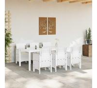 Rattan effetto polipropilene resistente per giardino e terrazza modello | Set da Pranzo Giardino 7 Pezzi Bianco Polipropilene Tavolo 6 Sedie Rattan Resistente Intemperie Outdoor Terrazza