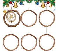 Rattan Garland - 7.9 Inch Decorative Ring Set, DIY Floral Craft Base, Indoor Outdoor Home Party Decors, Fence Wall Wedding Display, Living Room Bedroom Accent, Six Piece Natural