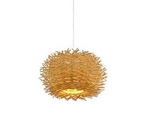 Rattan Lampada A Sospensione Retro Dell'uccello Creativo Nido Lampadario E27 Ciondolo Regolabile Lampade Ristorante Soggiorno Camera Da Letto Balcone Ufficio Cafe Bar Luci Lampadari,Beige,50cm
