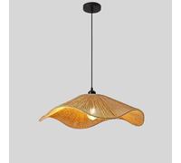 Rattan Light Fixture Large Woven Boho Pendant Lighting Flower Shade Mid Century Hanging Lamp Vintage Farmhouse Rustic Chandelier for Bedroom Dining Room Kitchen Island