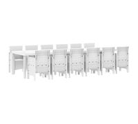 Rattan liscio minimalista per terrazza patio 110.2 bianco senza cuscino | Set da Pranzo Giardino 13 Pezzi Bianco Polyrattan Tavolo 12 Sedie con Cuscini per Esterno Terrazza