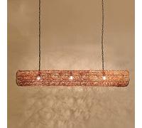 Rattan Pendant Lighting Fixtures,Brown Strip Bamboo Hanging Lamp Handmade Woven Chandelier Dining Room Living Kitchen Island Ceiling Lamp（2/3-Light）