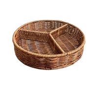Rattan Servizio vassoio - Basket da servizio | Cestino da frutto intrecciato | Cesti di porzioni di per pane, frutta vintage diviso di frutta vocante Prodotti da cucina per snack da bev