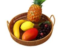 Rattan Storage - 30x30x9.3cm Artificial Woven Flexible Storage Tray, Lightweight Organizer | Multi Use Decorative for Kitchen Living Room Balcony Outdoor Beach Fruit Vegetable Har