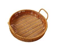 Rattan Storage Basket, Flexible Lightweight Woven Organizer Tray, Artificial Woven Harvest Storage Basket For Kitchen Living Room Balcony Outdoor Beach Fruit Vegetable Egg Flower Bread Gathering Use