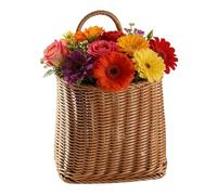 Rattan Wall Basket Artificial Woven Fruit Vegetable Bread Flower Organizer Decorative Wall Storage Kitchen Front Door Bedroom Home Outdoor Indoor Hanging Basket Home Organization