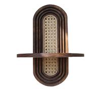 Rattan Wall Shelf, Bohemian Corner Shelf, Decorative Rack, Natural Woven Design, Versatile Wall Shelve, Rustic Storagefor Potted Plants, Flower Pots, Collectibles, Garden Organizer Stand, 37x30cm