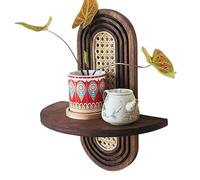 Rattan Wall Shelf, Bohemian Floating Storage Rack, Versatile Home Organizer, Lightweight Woven Design, Study, Living Room, Garden, and Decorative Display