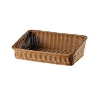 Rattan Wicker Basket - Bread Holder, Fruit Carrier | Handwoven Box Tray for Cosmetics Treats Tools Accessories, Farmhouse Countertop Decor for Bathroom Kitchen Storage or Picnic Events