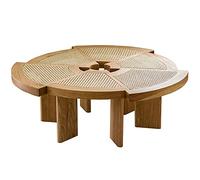 Rattan Woven Coffee Table Low Table Irregular Round Tea Table and Dining Table in The Home Living Room Homestay Furniture 80cm (120cm)