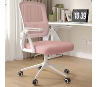 rattantree Sedia Ufficio con Supporto Lombare, Sedia Scrivania con Braccioli Regolabili, Rete Traspirante, Regolabile in Altezza con Ruote Piroettanti, Funzione Altalena, Rosa