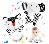 Rattle Morbido - Tessuto Di Velluto Sonni Per Bambini, Toni Di Tè Simpatici E Colorati, Sonagli Incorporato E Scricchiolio BB, Orecchie Di Animali Con Carta Frusciante Per Casa, Elefante Della P