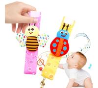 Rattle Socks - 2 Pcs Båby Wrist Rattles | Soft Plush Sensory Toy Set Foot
