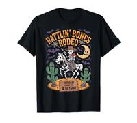 Rattlin' Bones Rodeo Skeleton Cowboy Halloween Lazo Ride Maglietta