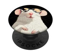 Ratto bianco intelligente in belle cornici per gli amanti dei roditori PopSockets PopGrip Adesivo