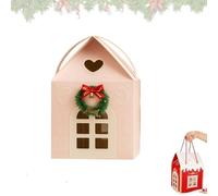 RATUDE Christmas Wonderland Cottage Confezione Regalo, Decorazioni per Interni e a Forma di Casa, Scatole Regalo con una Ghirlanda sulla Porta del Palazzo Ideale per Regali per la Casa (A,1PC)