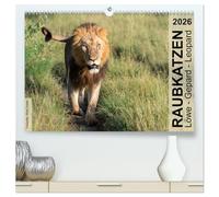Raubkatzen - Löwe, Gepard, Leopard (hochwertiger Premium Wandkalender 2026 DIN A2 quer), Kunstdruck in Hochglanz: Wild und frei im südlichen und östlichen Afrika.