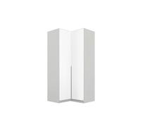 Rauch Möbel Alabama - Armadio angolare a 2 ante, con pacchetto di accessori Basic, 1 asta, 7 ripiani, 100 x 229 x 102 cm, colore: Bianco/Grigio