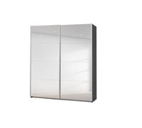 Rauch Möbel Caracas Armadio con Ante scorrevoli, Legno ingegnerizzato, Piastra di serraggio, Metallico Grigio con 2 Porte a Specchio, 181x210x62