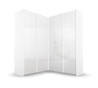 Rauch Möbel Quadra Armadio ad Angolo con Porte scorrevoli, Legno ingegnerizzato, Hochglanz Weiß/Weiß, 181x229x187