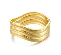 RAUCHBE Braccialetto rigido da donna in oro massiccio, con texture martellata, braccialetti da polso, Medium, Zinco, Nessuna pietra preziosa