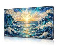 RAUEDWDJS Tappetino da gioco per MTG, 61 x 35 cm, antiscivolo | Multiuso per TCG, RPG, CCG, giochi da tavolo, tappetino per mouse. Tessuto liscio, base in gomma antiscivolo, Art Wave