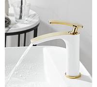 RAUGAJ Rubinetti, Set Di Doccia con Pioggia Di Scarto Antico Di Lusso Set Di Rubinetti Mixer Tap con Rubinetto Vasca Singola Manici da Bagno Faucet Doccia/Bianco e Oro S