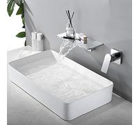 RAUGAJ Rubinetti, Vasca da Bagno Set da Doccia a Muro Di Rubinetto da Bagno a Cascata Montata, Tocco Caldo e Mixer Caldo e Cromo/Cromo