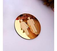 RAUGAJ Specchio 3D a Specchio Rotondo Del Water Segno Di Toilette, Bagno Wc Nero in Oro in Oro Moderno Adesivo da Parete in Legno Moderno/Gold/8 in (20Cm)
