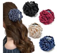 Rauimour 4 fermagli per capelli hawaiani Plumeria floreali per donne e ragazze, 10 cm, grandi, fatti a mano, in tessuto, a forma di squalo, per capelli spessi e sottili, accessorio per capelli dolci