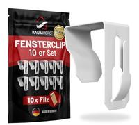 Raumhero Gancio per finestra 100% Made in Germany - da appendere (10 pezzi) - Ganci per decorazione finestra, gancio per finestra, catena luminosa, stella di Natale, clip per porta in acciaio inox con
