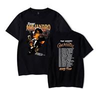 Rauw Alejandro - Maglietta girocollo a maniche corte, da uomo e da donna, stampa casual, alla moda, hip hop, streetwear, Black-jx43340, M