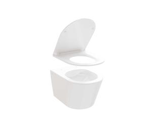 Ravak Flow vaso wc con copriwater a discesa lenta sospeso senza brida bianco lucida X01985