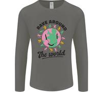 Rave Around The World Dance Music Acid Raver Uomo Manica Lunga T-Shirt